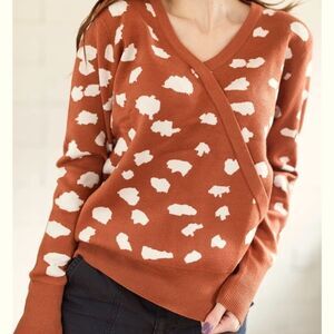 she & sho Women's Spotted Faux Wrap Sweater XL
